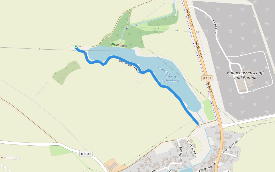 Weg um den Stausee walking route map in Grimma