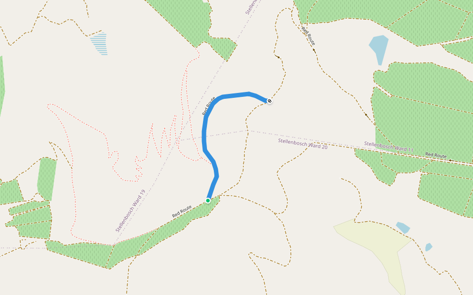 Red Route walking route map in Stellenbosch Farms