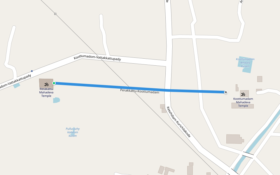 Perakkattu-Koottumadam walking route map in Rayamangalam