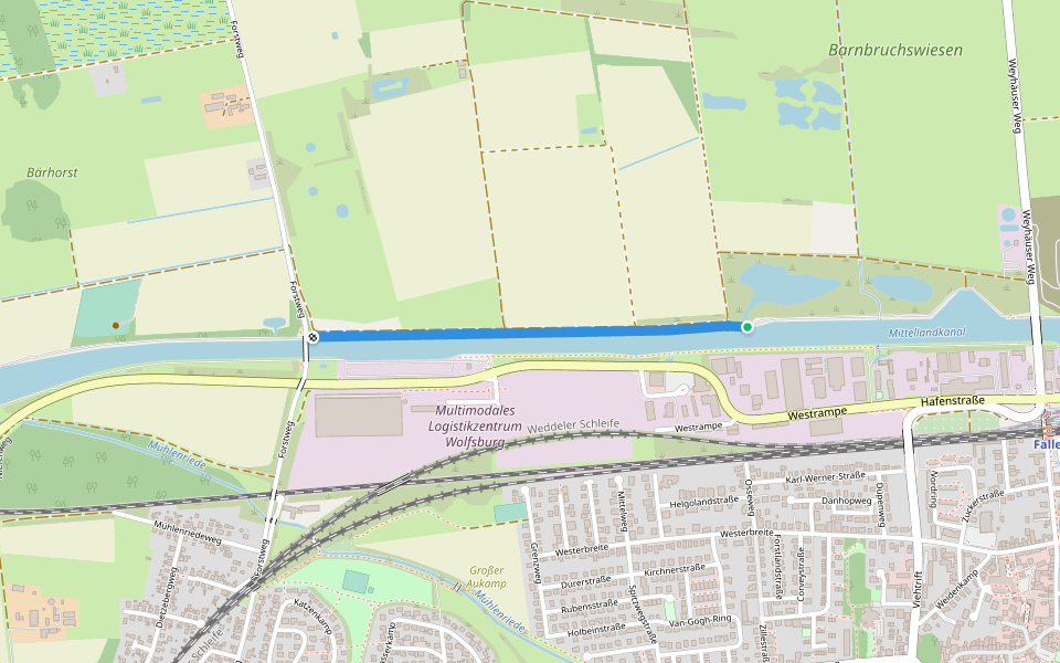 Serviceweg Mittellandkanal Nord walking route map in Wolfsburg