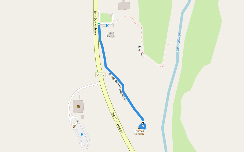 Sheep Rock Overlook Trail walking route map in Dayville