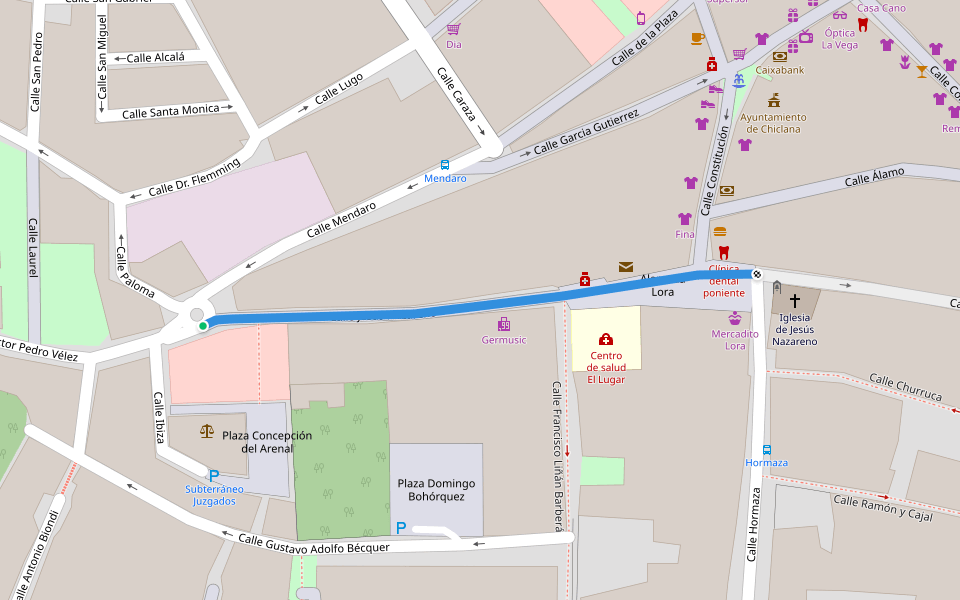 Calle Jesús Nazareno walking route map in Chiclana de la Frontera