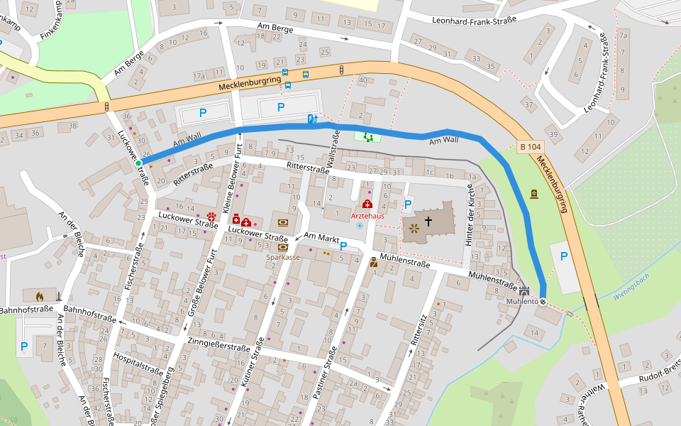 Am Wall walking route map in Sternberg