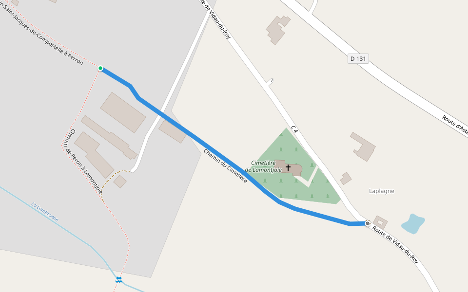 Chemin du Cimetière walking route map in Lamontjoie