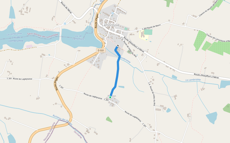 Chemin de Peron à Lamontjoie walking route map in Lamontjoie