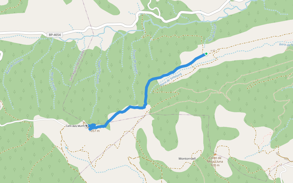 Camí dels Munts walking route map in Sora
