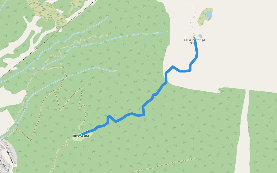 Kjerringlosjen walking route map in Børsetlauvet