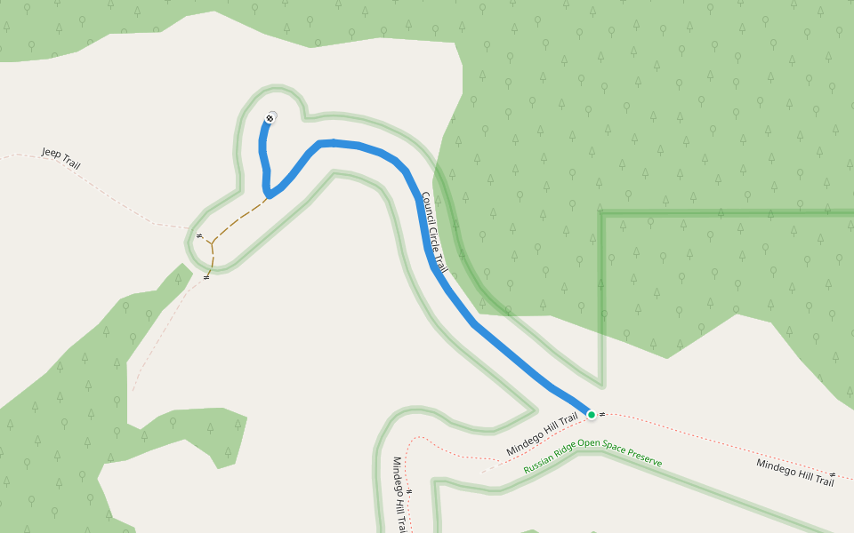 Council Circle Trail walking route map in La Honda