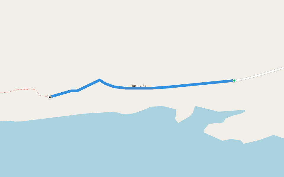 Jusmarka walking route map in Godøy