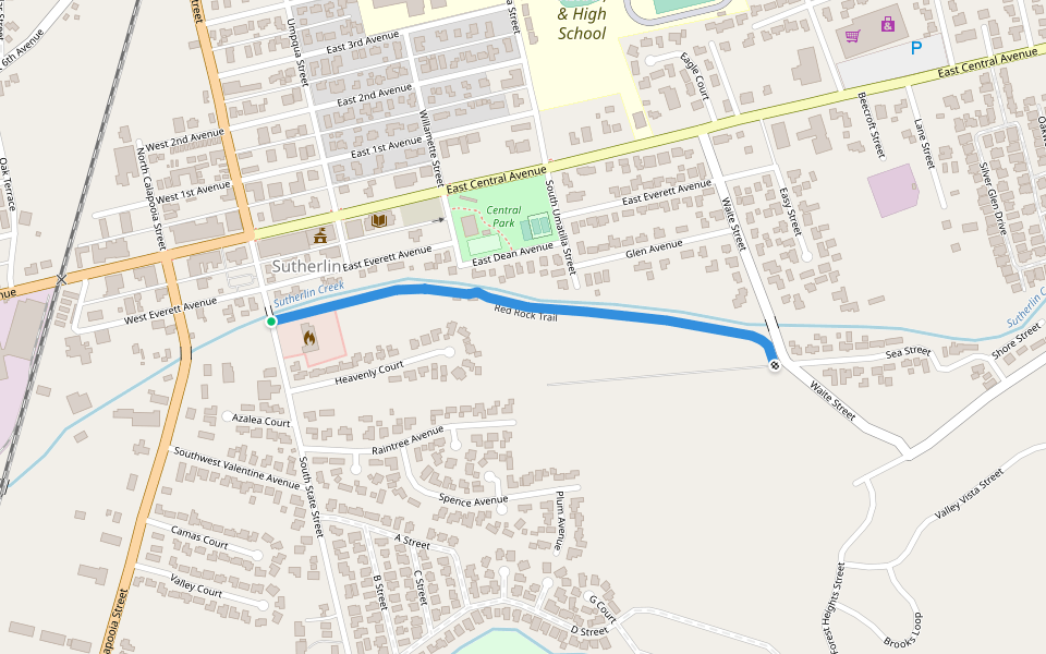 Red Rock Trail walking route map in Sutherlin