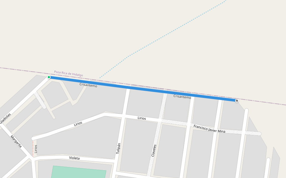 Crisantemo walking route map in Coatzintla