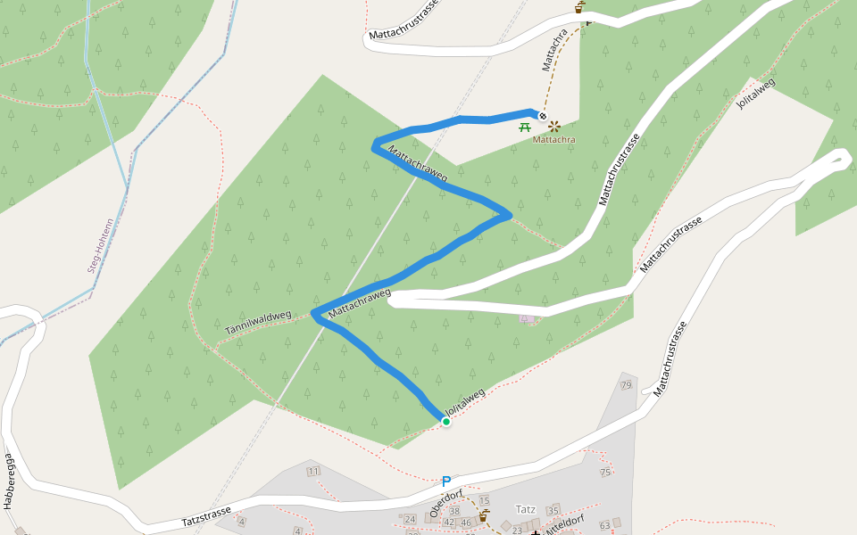 Mattachraweg walking route map in Niedergesteln