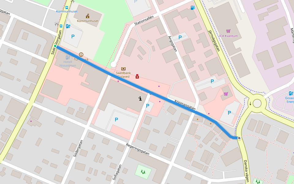 Köpmansgatan walking route map in Gislaved