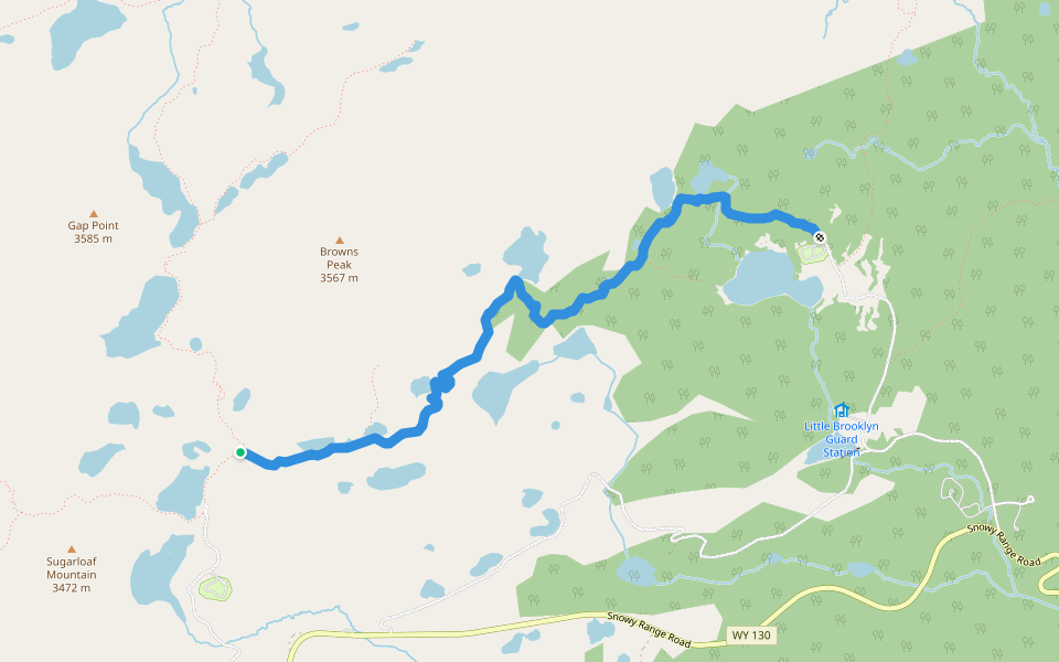 Lost-Glacier Lakes Trail walking route map in Centennial