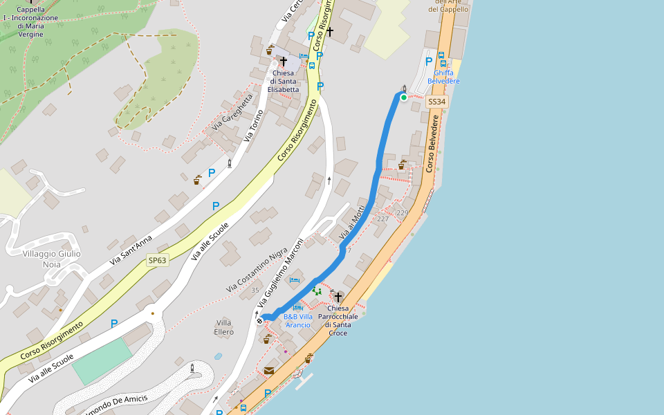 Via ai Motti walking route map in Ghiffa