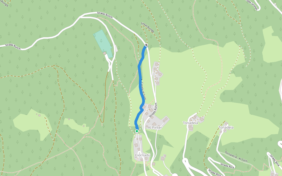 Capela dl Surd walking route map in Rina