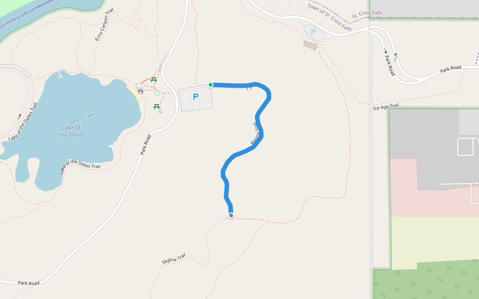 Ravine Trail walking route map in Dresser