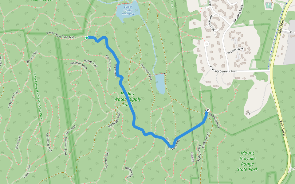 Swiss Miss walking route map in Amherst