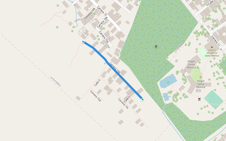 Carrera 15b walking route map in Popayán