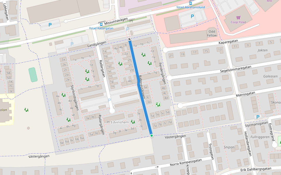 Babordsgången walking route map in Ystad