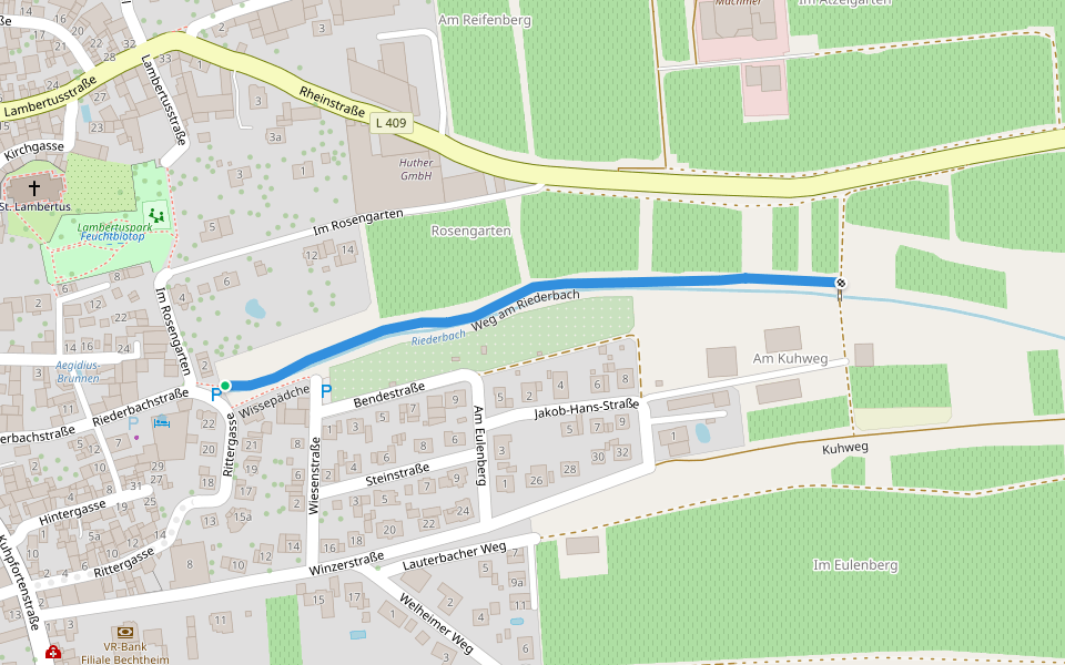 Weg am Riederbach walking route map in Bechtheim