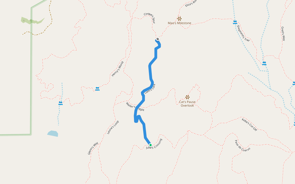 Liam's Lark walking route map in Lamy