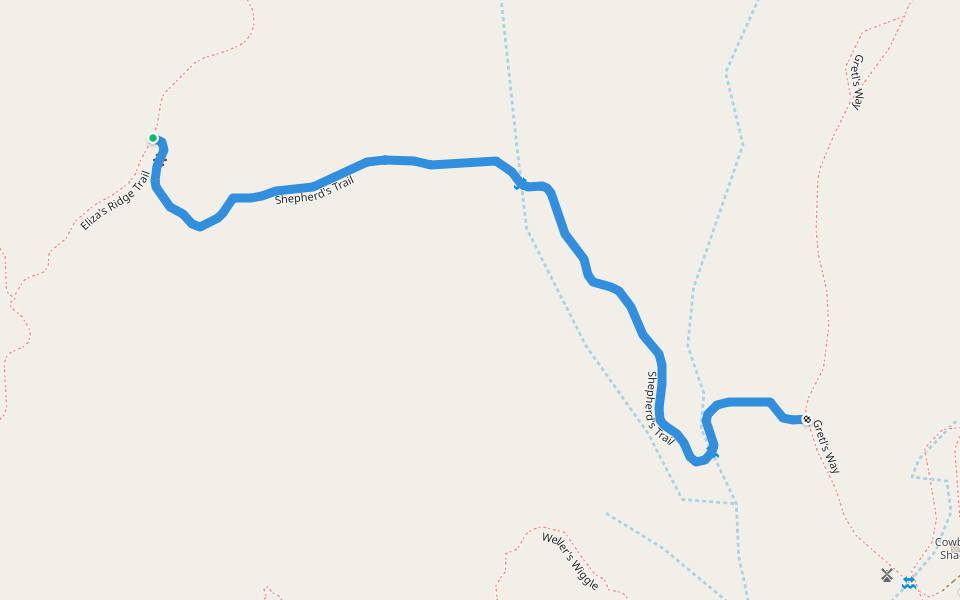 Shepherd's Trail walking route map in Lamy