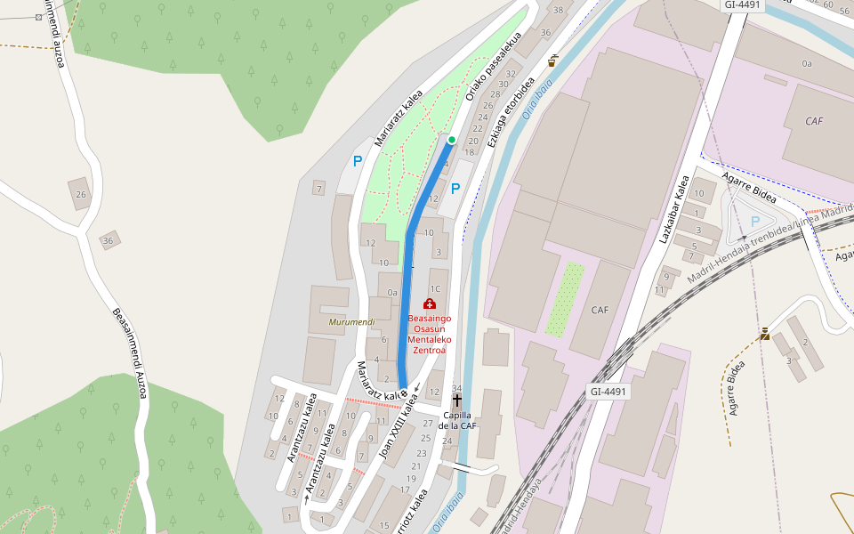 Oriako pasealekua walking route map in Beasain