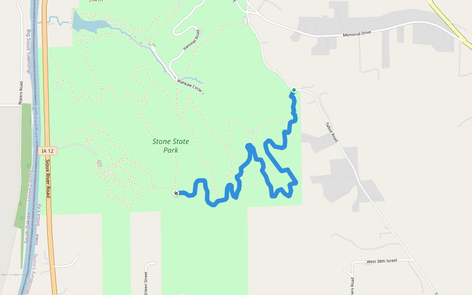 Broken Toe Trail walking route map in Sioux City