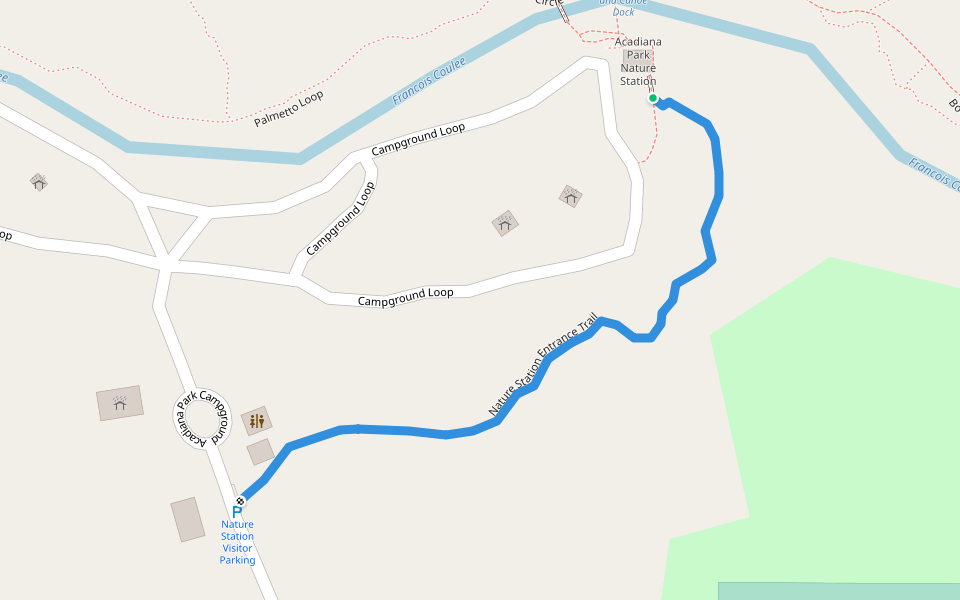 Nature Station Entrance Trail walking route map in Lafayette