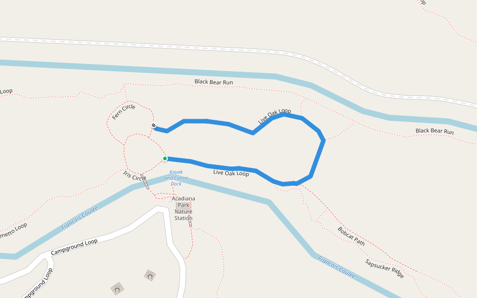 Live Oak Loop walking route map in Lafayette