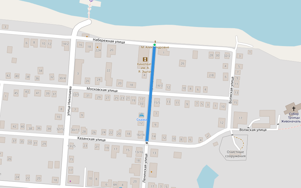 Ленинская улица walking route map in Mariinsky Posad