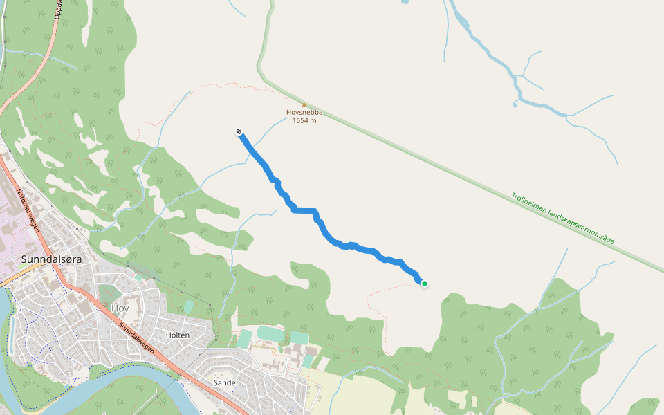 Tjuvstigen walking route map in Sunndalsøra