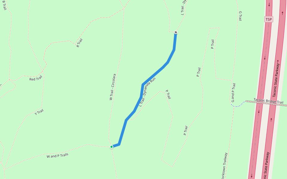 L Trail - Dynamite Run walking route map in Mohegan Lake