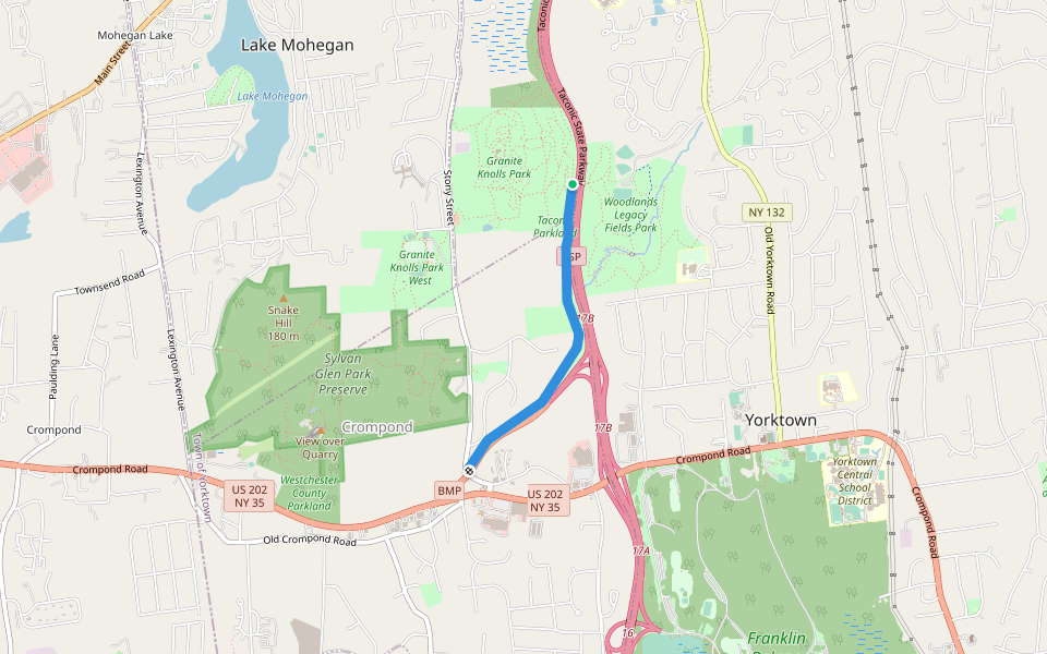 G Trail - Yorktown Trailway walking route map in Mohegan Lake