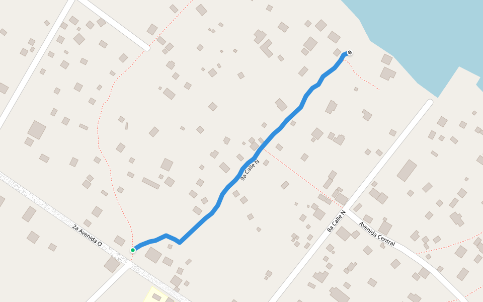 9a Calle N walking route map in Puerto Lempira