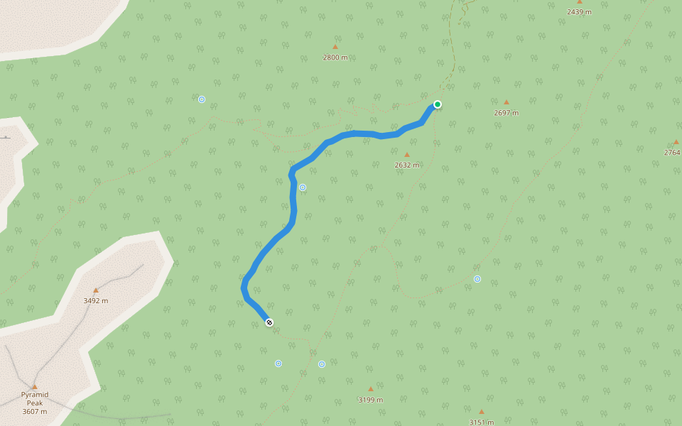 South Fork Baker Creek Trail walking route map in Baker