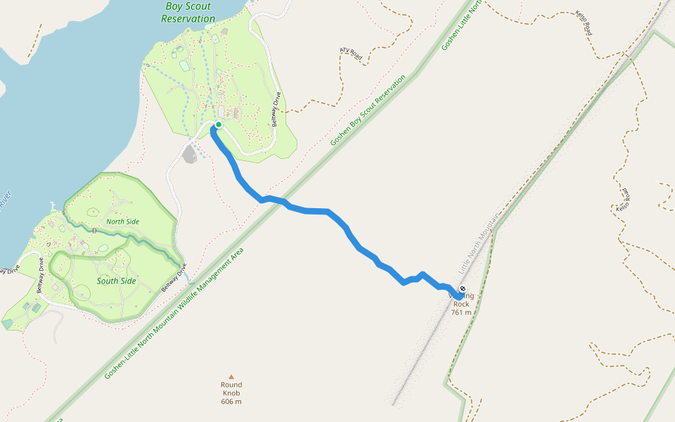 Viewing Rock Trail walking route map in Goshen