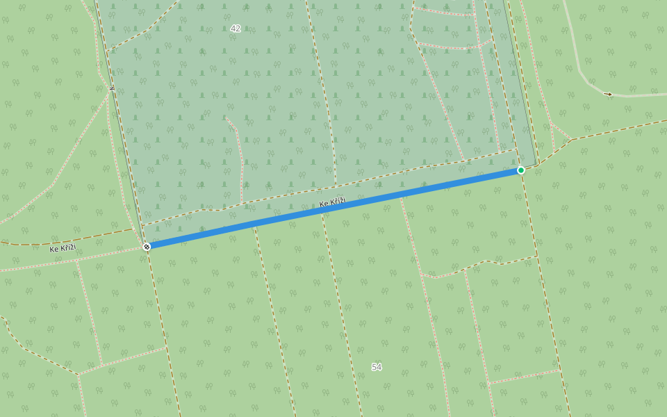 Ke Kříži walking route map in Hradec Kralove