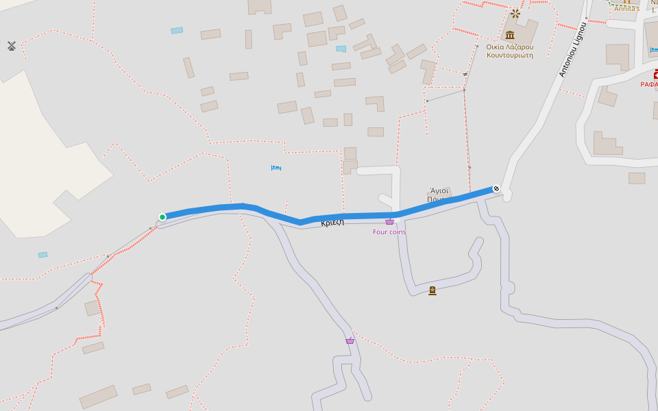 Κριεζή walking route map in Idra