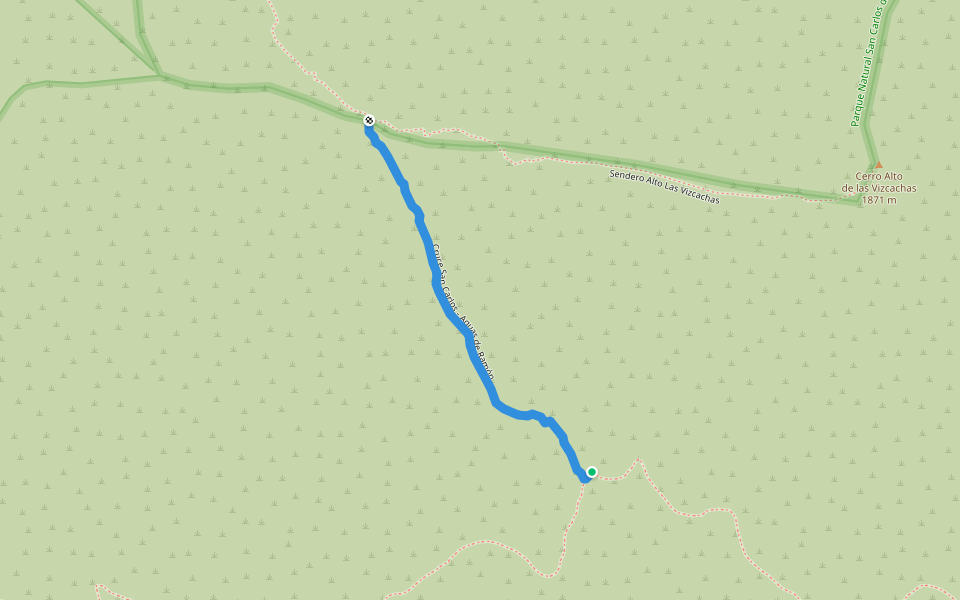 Cruce San Carlos - Aguas de Ramón walking route map in Las Condes