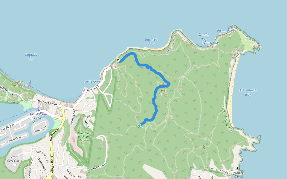 Noosa Hill Track walking route map in Noosa Heads