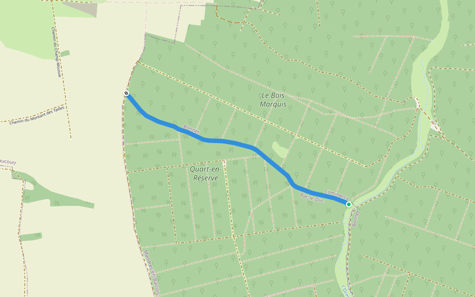 Chemin du Bois le Marquis walking route map in Ribeaucourt