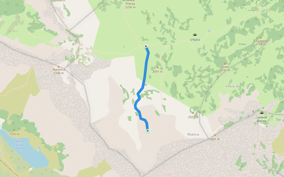 no trail marking walking route map in Bosača