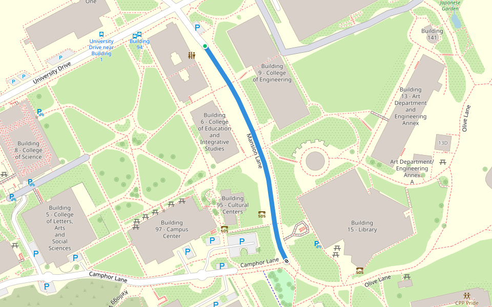Mansion Lane walking route map in San Dimas