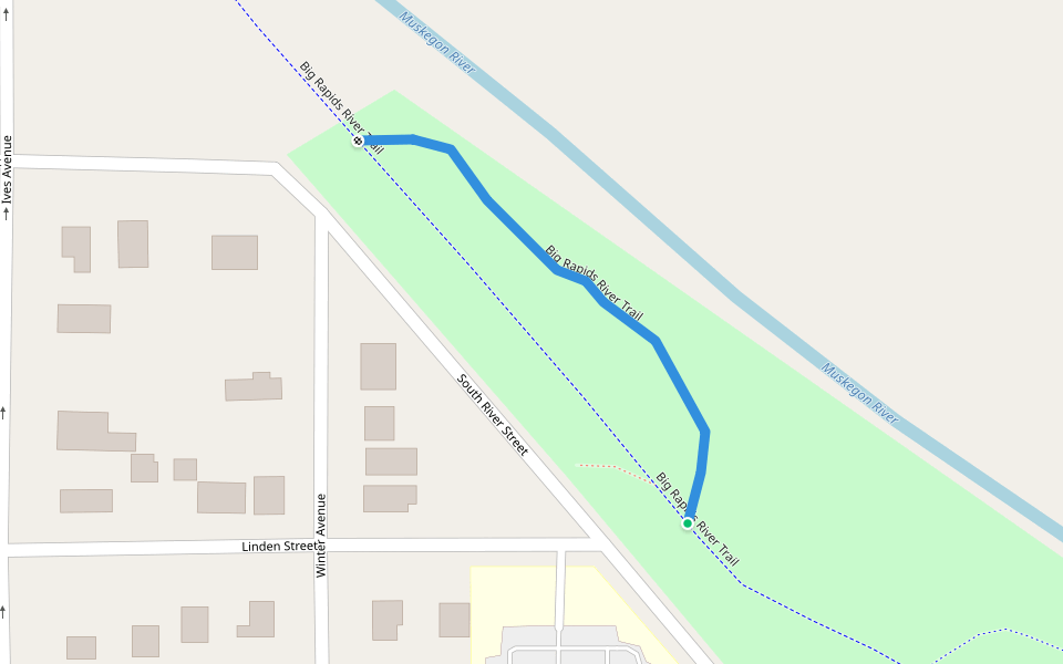 Big Rapids River Trail walking route map in Big Rapids
