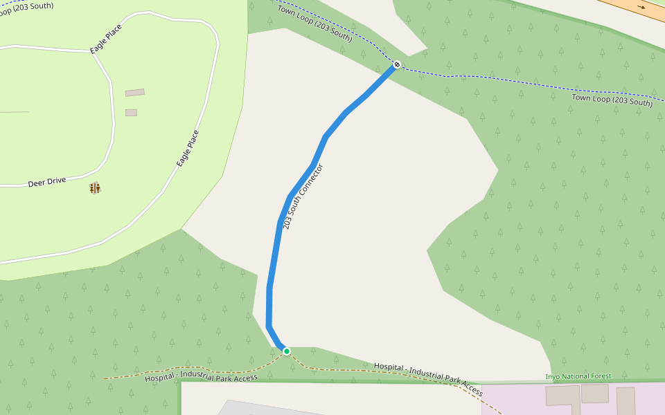 203 South Connector walking route map in Mammoth Lakes