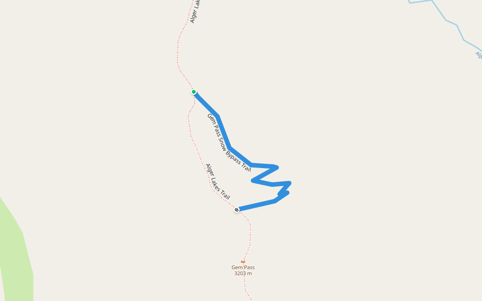 Gem Pass Snow Bypass Trail walking route map in Lee Vining