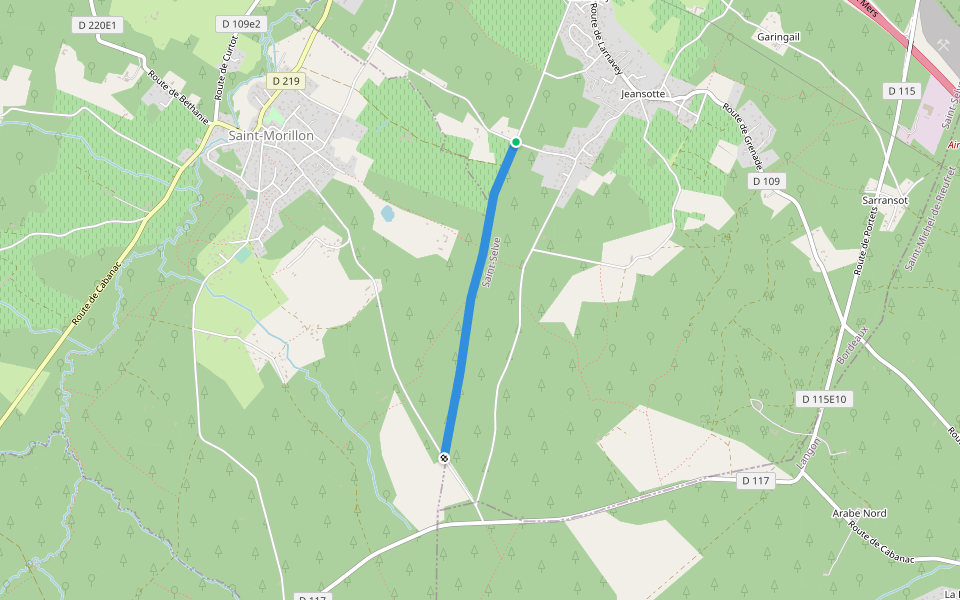 Parefeu DFCI Saint-Selve walking route map in Saint-Selve