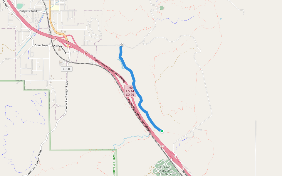 Sabre walking route map in Sturgis